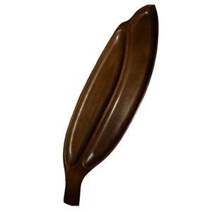 Vintage Large Wooden Leaf Serving Tray 24.75”x6.75”